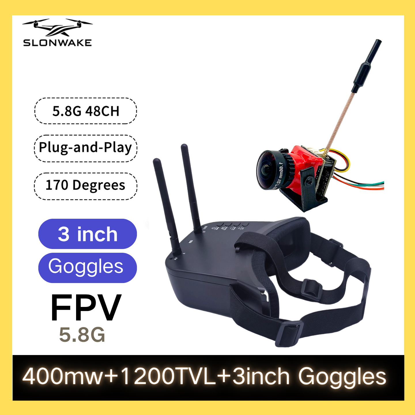 Drone Camera - SLONWAKE 5.8G 48CH FPV 400mw VTX